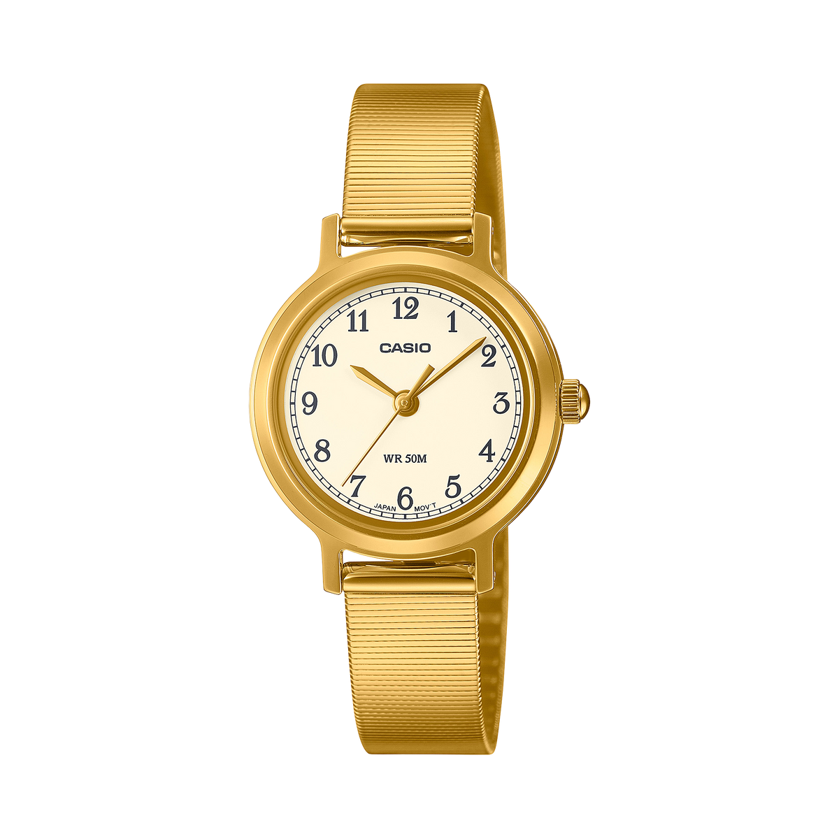 Casio Women's Watch Analog White Dial with Gold Stainless Steel Band, LTP-B170G-9BVDF