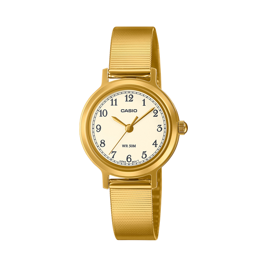 Casio men analog watch, white dial with gold stainless steel band, model CS-LTP-B170G-9BVDF, Bahrain