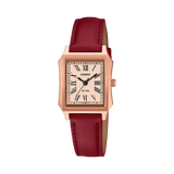 Casio Women's Watch Analog Rose Gold Dial with Burgundy Leather Strap, LTP-B190RGL-4BVDF