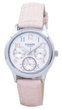 Casio, Womenâ€™s Watch Analog, White Dial Pink Leather Band, LTP-E306L-4BVDF