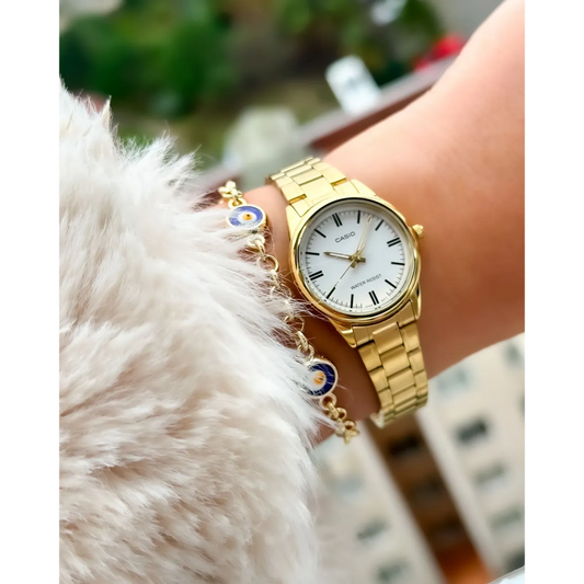 Casio Women's Watch Analog, White Dial Gold Stainless Steel Strap, LTP-V005G-7AUDF product image