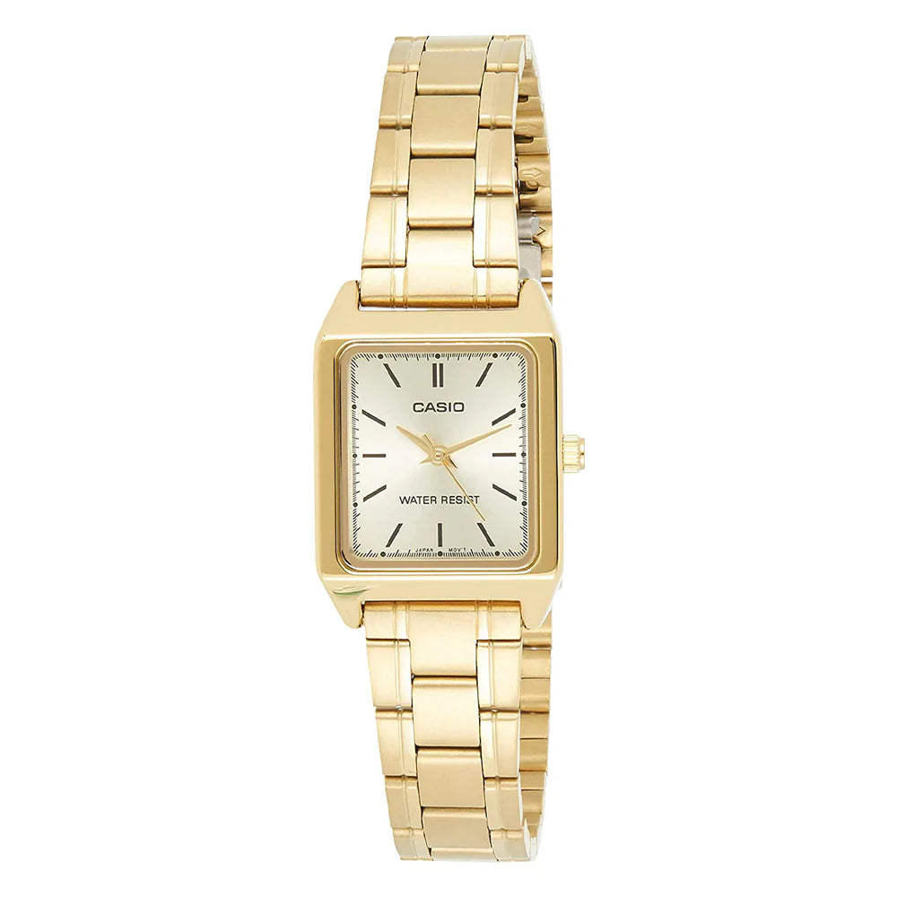 Casio Women's Watch Analog, Champagne Dial Gold Stainless Steel Strap, LTP-V007G-9EUDF