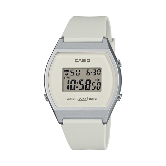 Casio LW-204-7ADF Unisex Digital Watch with White Dial and White Resin Strap