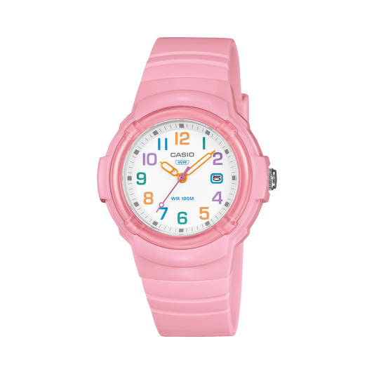Casio Women's Analog Watch, White Dial With Pink Bio-based resin Band, LX-800H-4AVDF | Kewalrams Bahrain