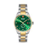 Swiss Military Hanowa Men's Analog Watch Green Dial with Two-Tone Stainless Steel Bracelet, SMWGH0000760