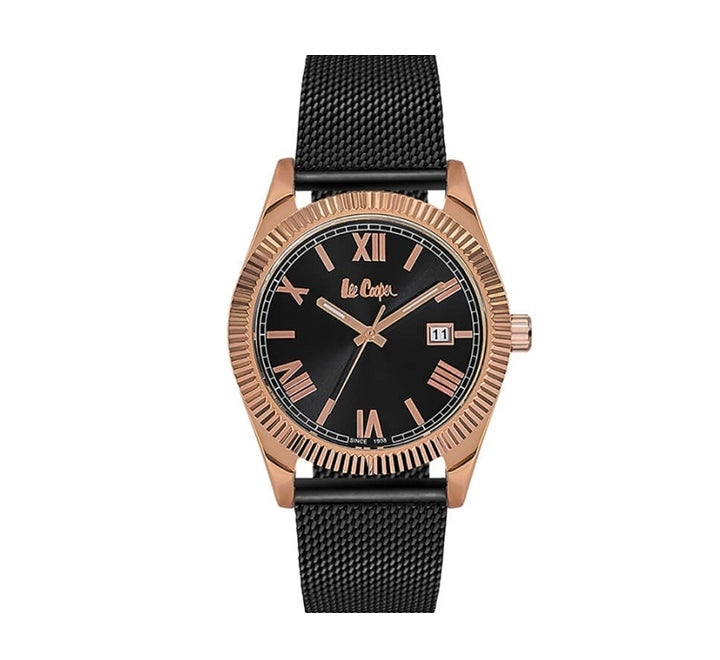 Lee Cooper Men's Watch Analog, Black Dial Black Mesh Strap,  LC06522.450