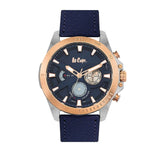 Lee Cooper Men's Multifunction Watch Analog, Blue Dial Blue Leather Strap,  LC06531.599