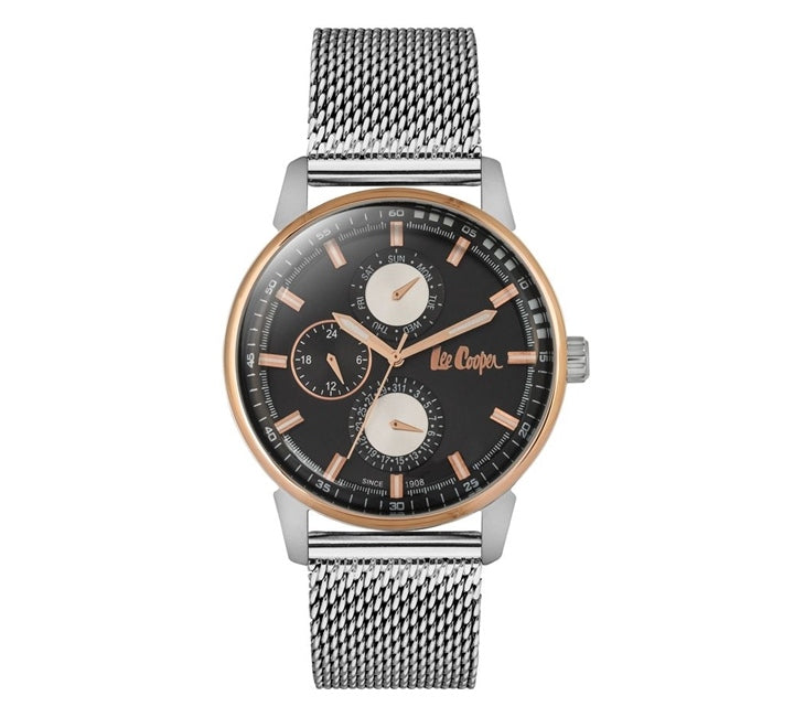 Lee Cooper Men's Watch Analog, Black Dial Silver Mesh Band, LC06580.550