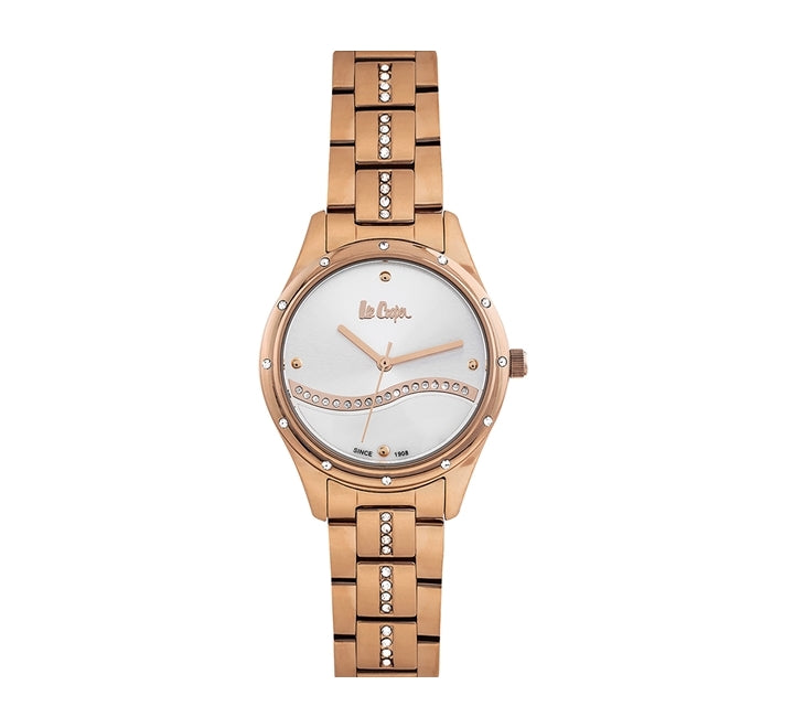 Lee Cooper Women's Watch Analog, Silver Dial Rose-Gold Stainless Steel Band, LC06639.430