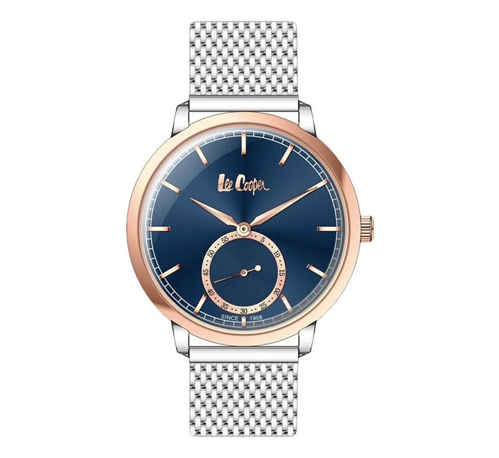 Lee Cooper Men's Watch Analog, Blue Dial Silver Stainless Steel Band,  LC06672.590
