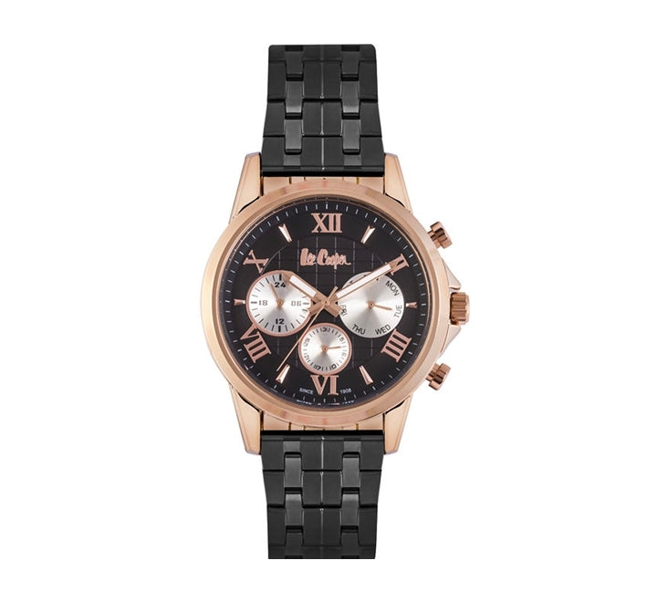 Lee Cooper Men's Multifunction Watch Analog, Black Dial Black Stainless Steel Strap,  LC06849.430