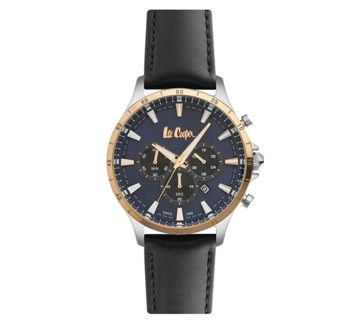 Lee Cooper Men's Watch Analog, Blue Dial, Black Leather Strap, LC07018.591