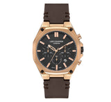Lee Cooper Men's Watch Analog, Black Dial, Brown Leather Strap, LC07318.452