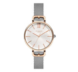 Lee Cooper Women's Watch Analog, White Dial, Stainless Steel Mesh  Strap, LC07348.530 