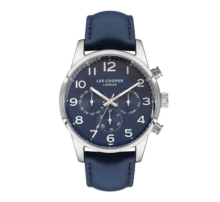 Lee Cooper Men's Watch Analog,  Navy Blue Dial, Blue Leather Strap, LC07404.399