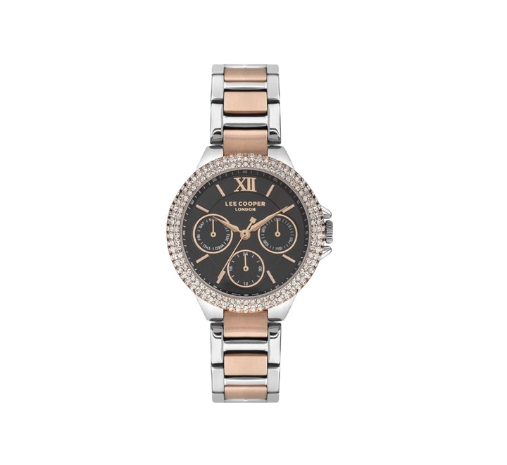 Lee Cooper Women's Watch Analog, Black Dial,  Two Tone Stainless Steel Strap, LC07414.550 