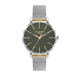 Lee Cooper Women's Watch Analog, Green Dial, Silver Stainless Steel Mesh Strap, LC07473.270 