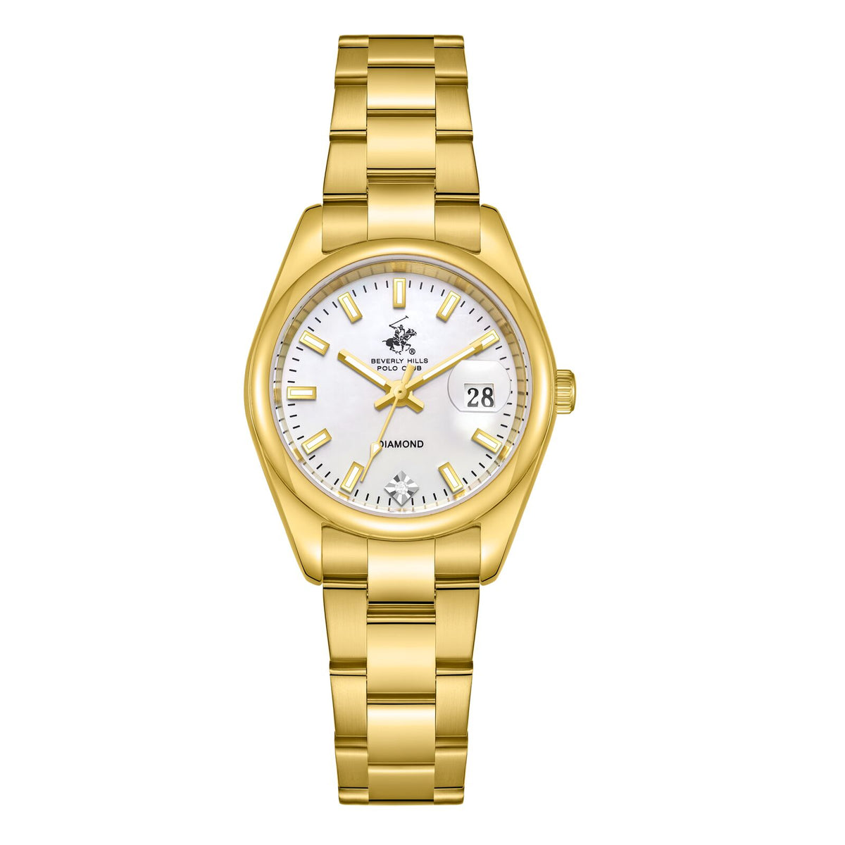 Beverly Hills Polo Club Women's Watch Analog White Dial with Gold Stainless Steel Band,  BP3794X.120