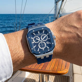 Quantum Men's Chronograph Watch Dark Blue Dial Dark Blue Silicone Band, HNG1033.399