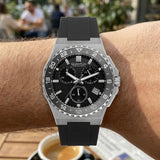 Quantum Men's Chronograph Watch Black Dial Black Silicone Band, PWG1147.351