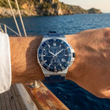 Quantum Men's Chronograph Watch Dark Blue Dial Dark Blue Silicone Band, PWG1147.390