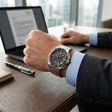 Quantum Men's Chronograph Watch Black Dial Metal Band, PWG1283.350