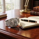 Quantum Men's Multifunction Watch Silver Dial Grey Silicone Band, PWG1014.336