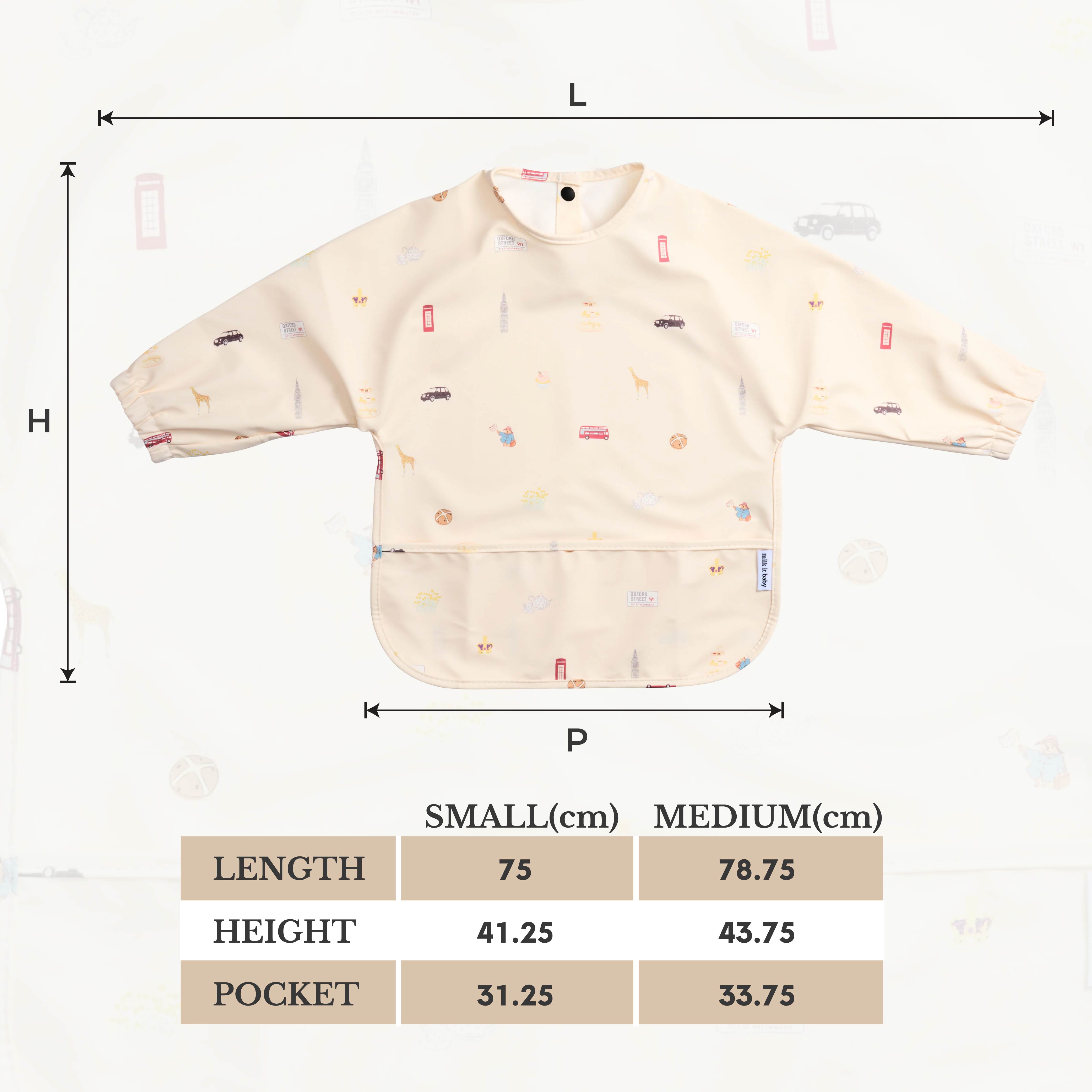 Milk It Baby Water Proof Sleeved Bib, London City, MI-SBLN007S