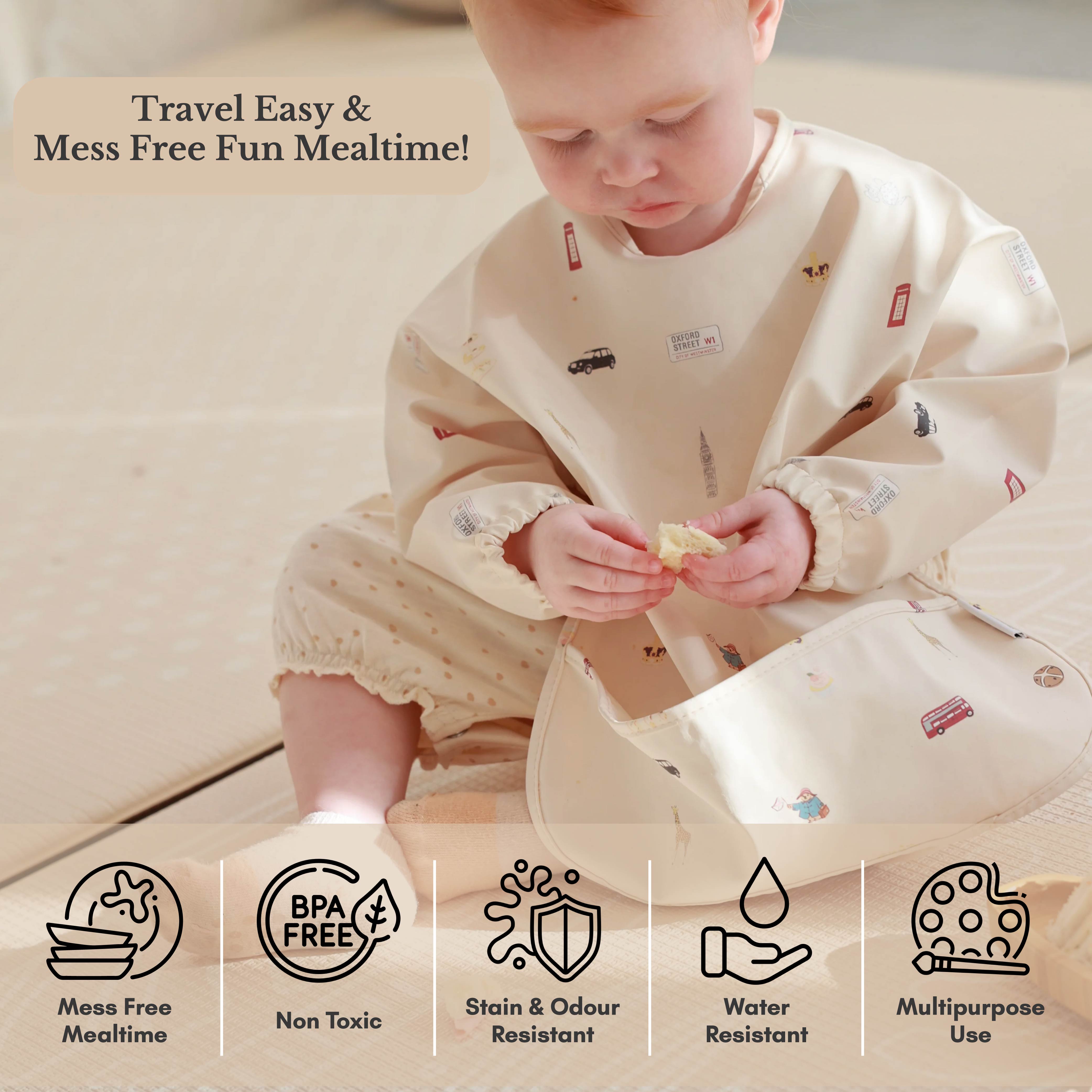Milk It Baby Water Proof Sleeved Bib, London City, MI-SBLN007S