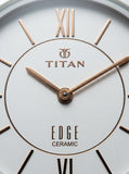 Titan Edge Ceramic Quartz Analog Men's Watch with White Dial and White Strap, 1696QC04