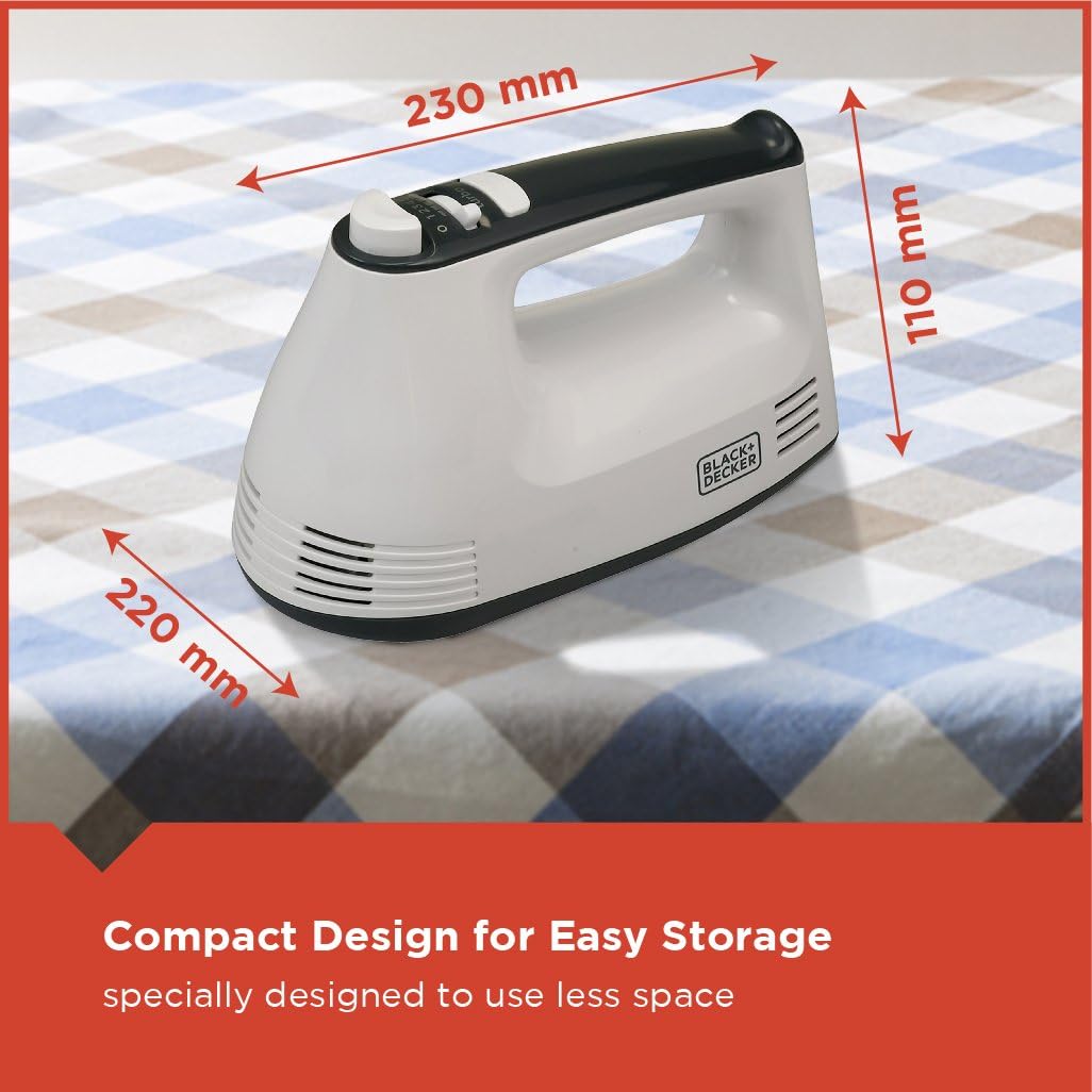 Black+Decker, 300W Hand Mixer (White/Grey), M350