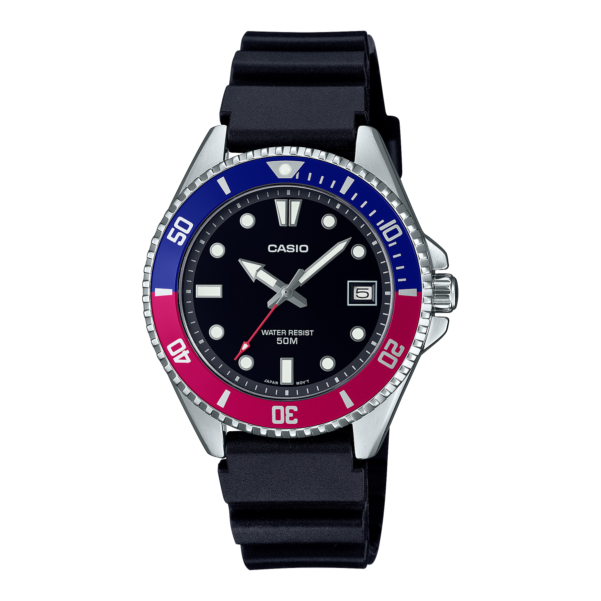 Casio Men's Watch Analog Black Dial Black Resin Band, MDV-10-1A2VDF
