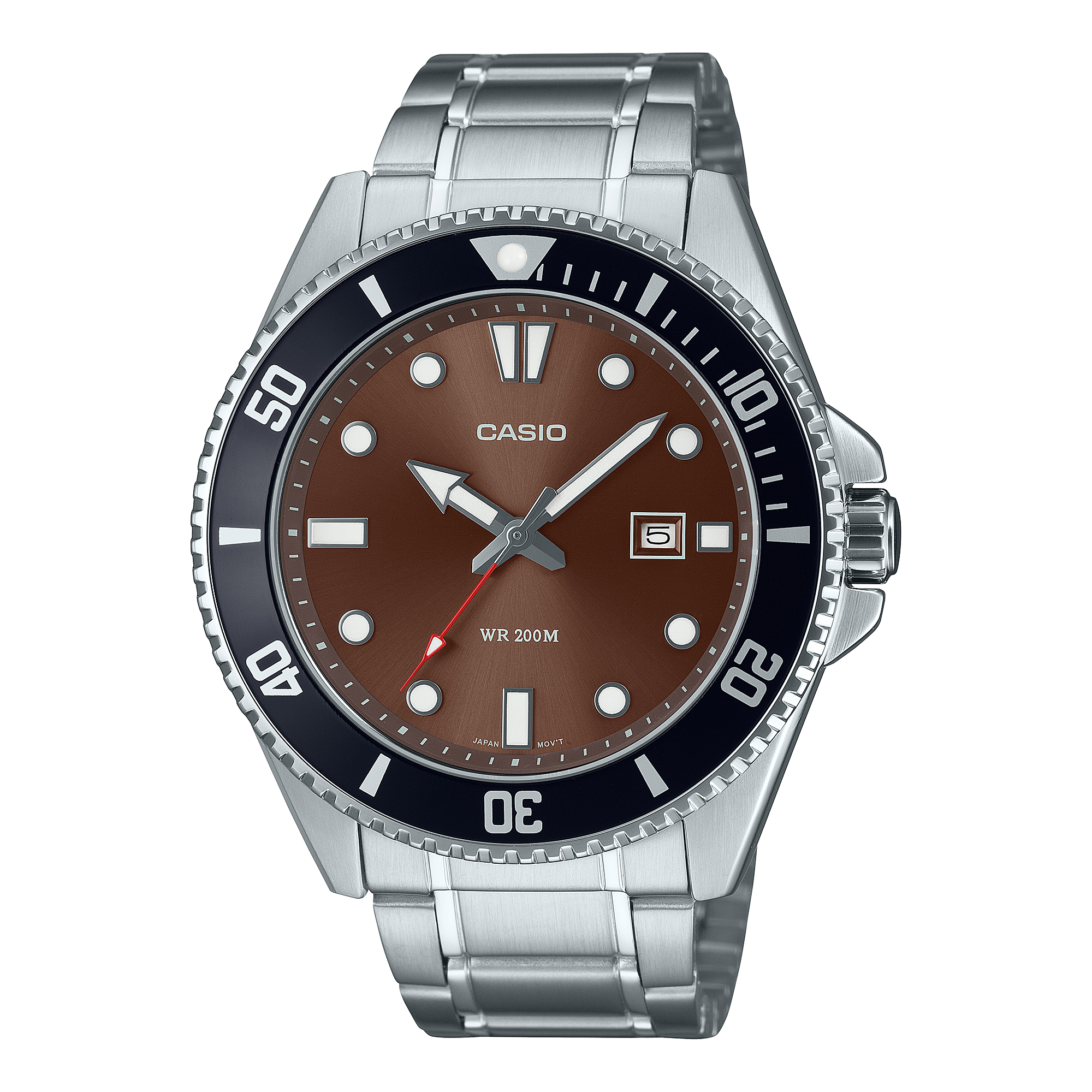 Casio Men's Watch Analog Green Dial Silver Stainless Band, MDV-107D-5AVDF