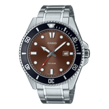 Casio Men's Watch Analog Green Dial Silver Stainless Band, MDV-107D-5AVDF