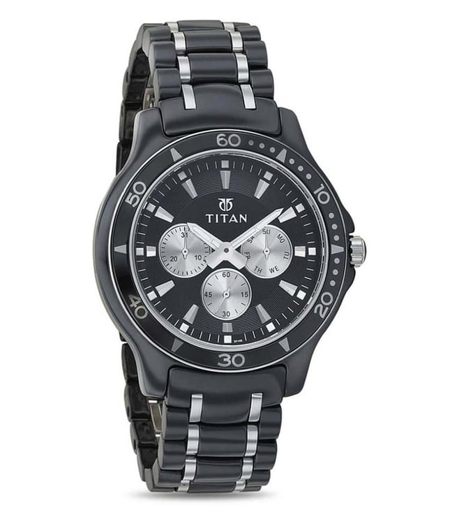 Titan Men's Multifunction Watch Analog Black Dial Black Metal Strap, 90020KD01