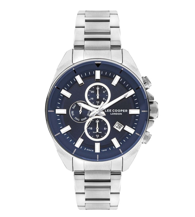 Lee Cooper Men's Watch Analog, Blue Dial Silver Stainless Steel Band, LC07830.390 