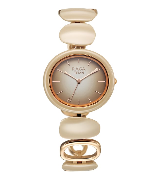 Titan Raga Ceramics Women's Watch Analog Beige Dial With Beige Ceramic Band, 95146KD03