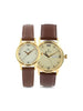 Titan Couple Watch Analog, Gold Dial with Brown Leather Strap, 1580YL05P
