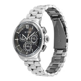Titan Classique Half Cut Chronograph Analog Men's Watch with Black Dial Silver Stainless Strap,90218SM01