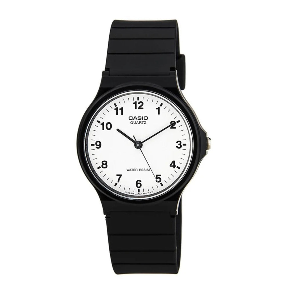 Casio, Men's Watch Analog, White Dial Black Resin Band, MQ-24-7BLDF product image
