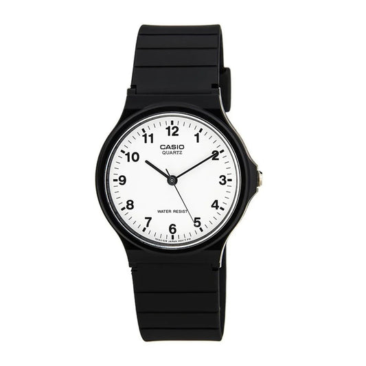 Casio, Men's Watch Analog, White Dial Black Resin Band, MQ-24-7BLDF product image