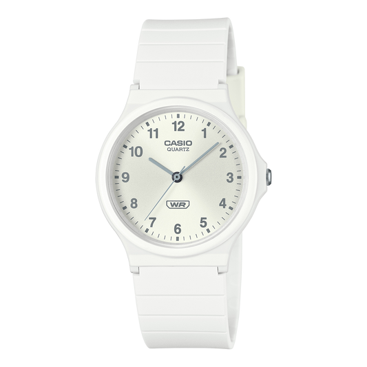 Casio Unisex Analog Watch, White Dial With White Bio-based resin Band, MQ-24B-7BDF | Kewalrams Bahrain