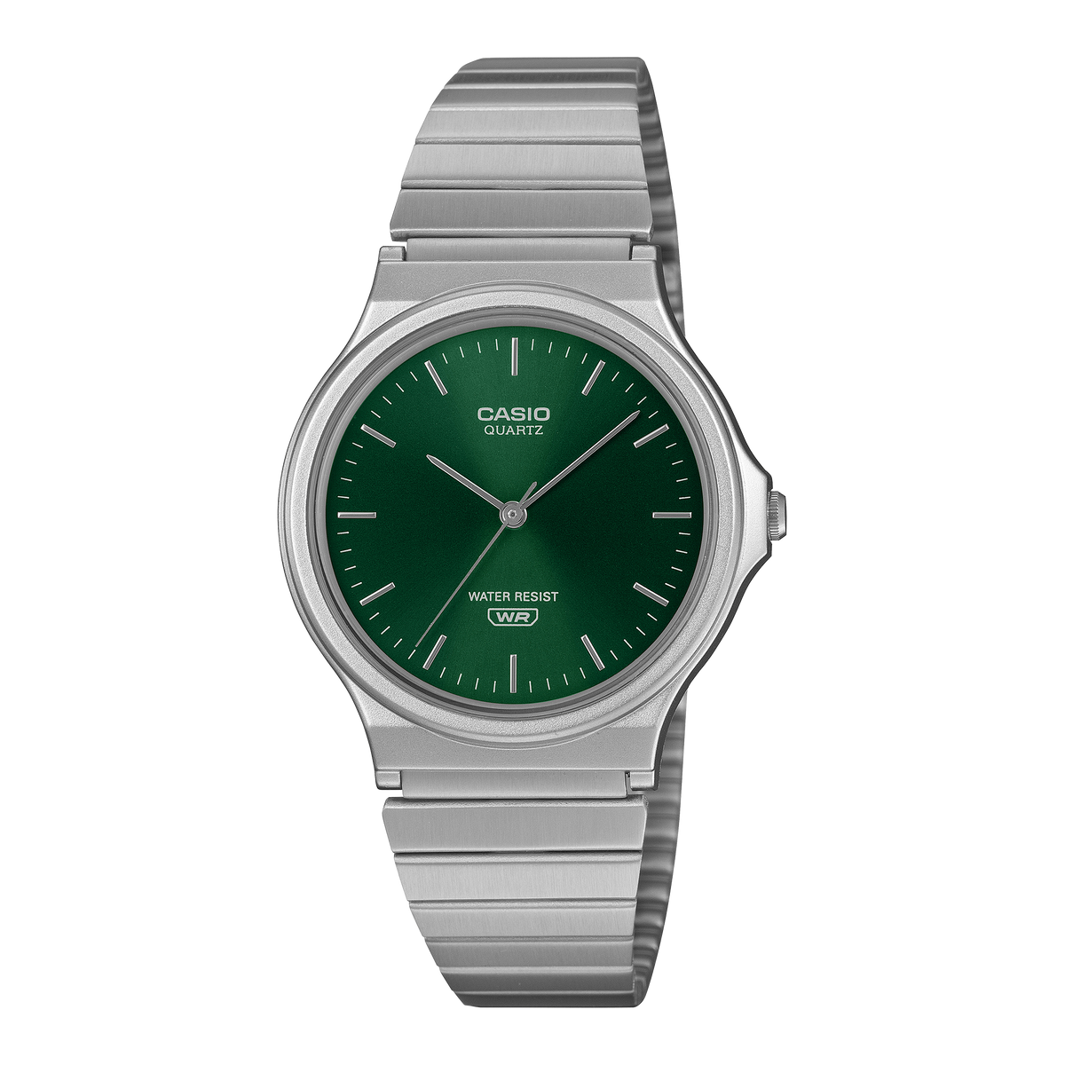Casio MQ-24DA-3ADF Unisex Analog Watch Green Sunray Dial with Silver Stainless Steel Band
