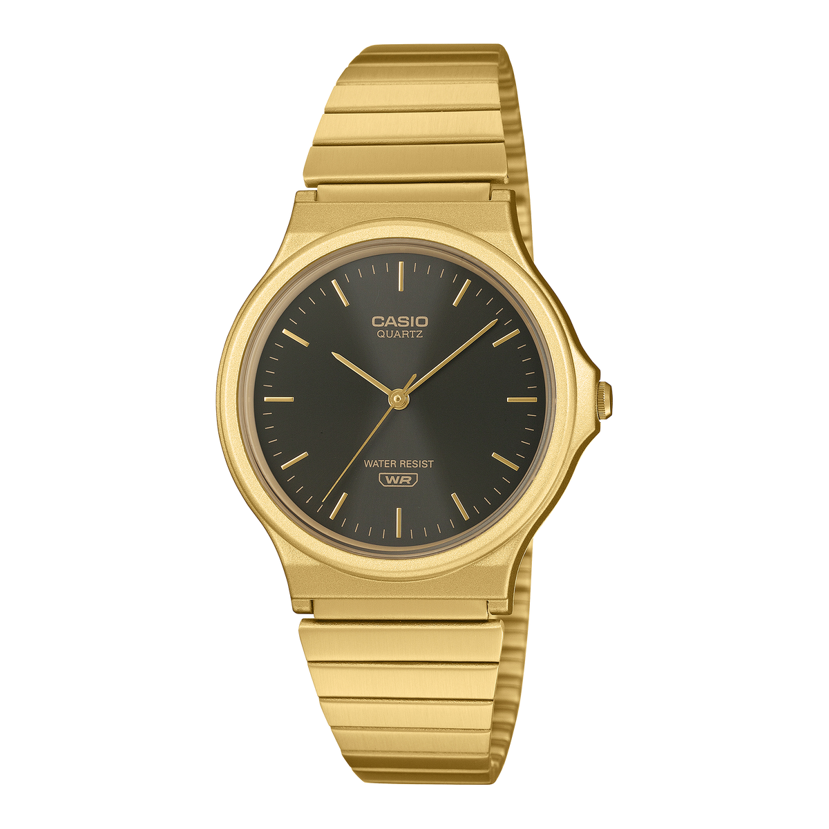 Casio MQ-24GA-1ADF Unisex Analog Watch Brown Dial with Gold Stainless Steel Band