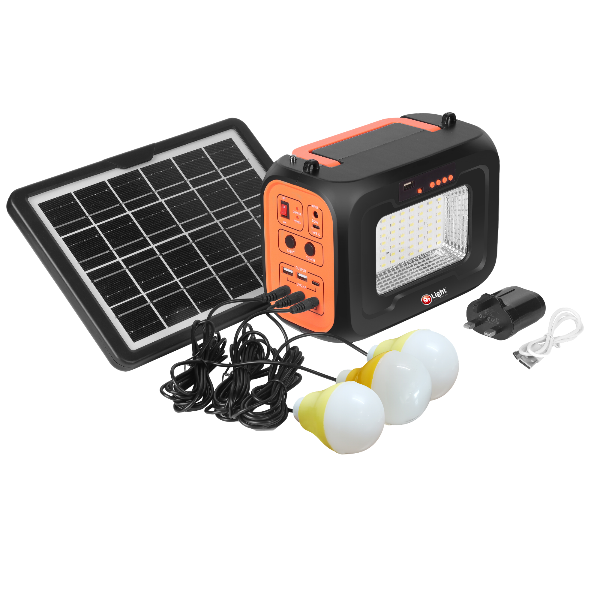 Mr Light Power Station With 8W Solar Panel & 3 Led Bulb, MRGJ1011 Mr.Light Power Station MRGJ1011