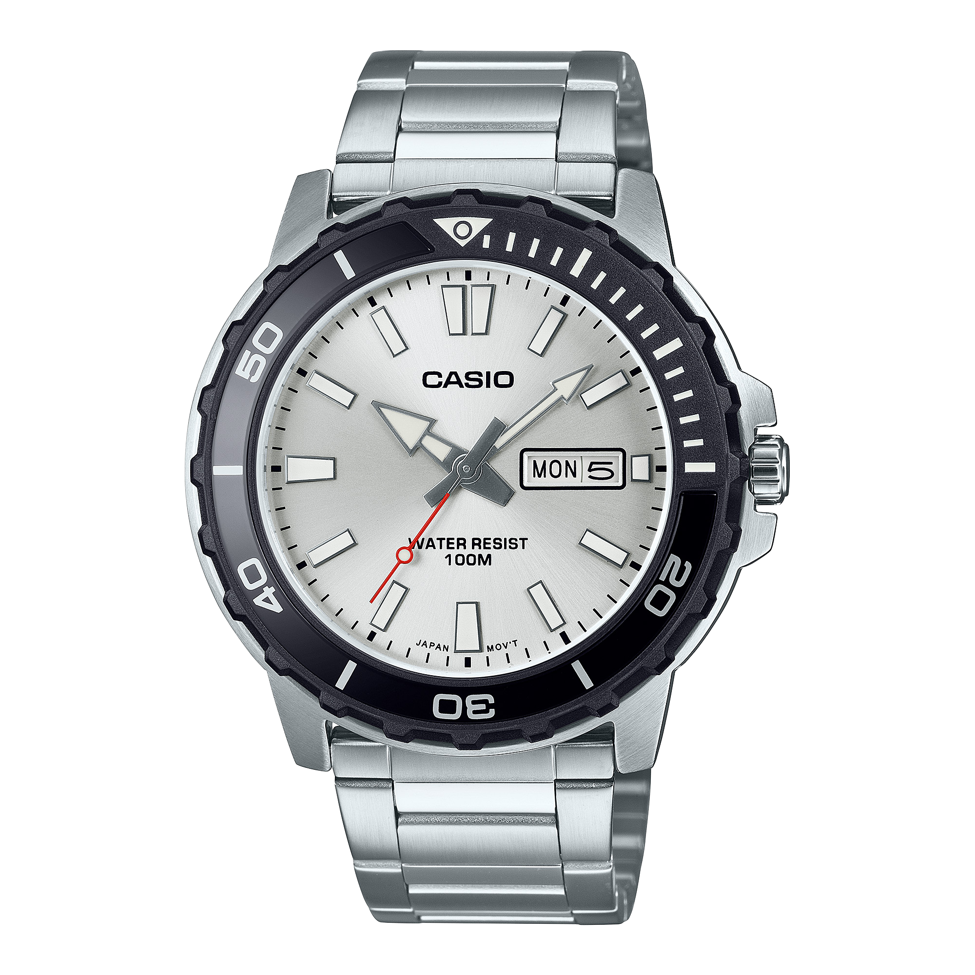 Casio Men's Watch Analog Silver Dial with Silver Stainless Steel Band, MTD-125D-7AVDF