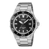 Casio Men's Watch Analog Black Dial with Silver Stainless Steel Strap, MTD-145D-1AVDF
