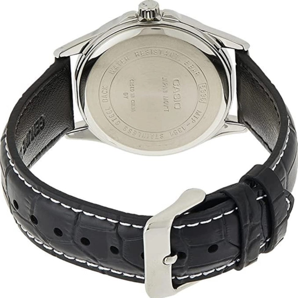 Casio Men's Watch Analog, Black Dial Black Leather Strap, MTP-1381L-1AVDF product image