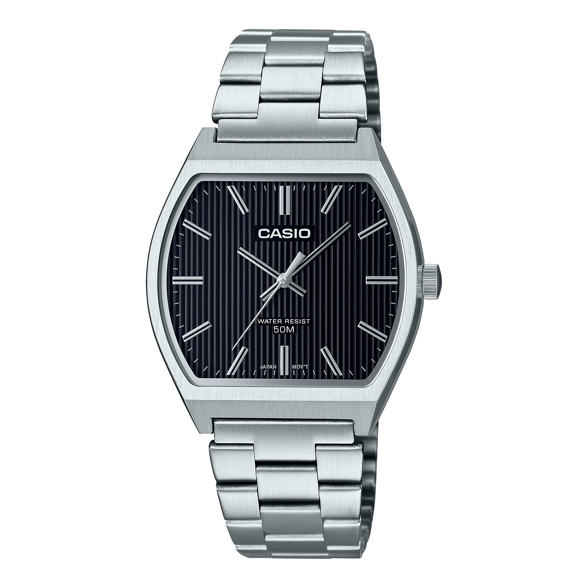 Casio Men's Watch Analog Black Dial with Silver Stainless Steel Band, MTP-B140D-1AVDF
