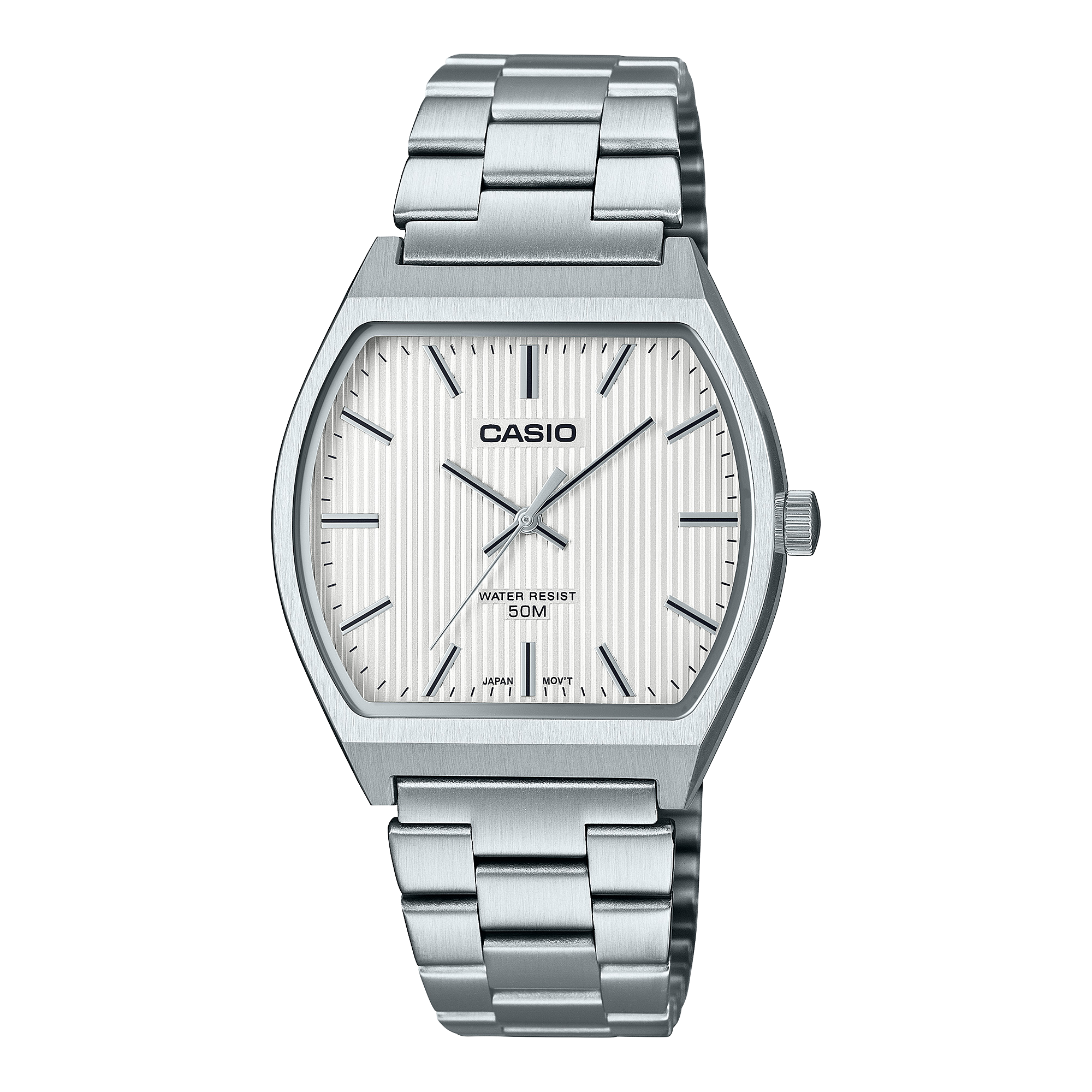 Casio Men's Watch Analog White Dial with Silver Stainless Steel Band, MTP-B140D-7AVDF